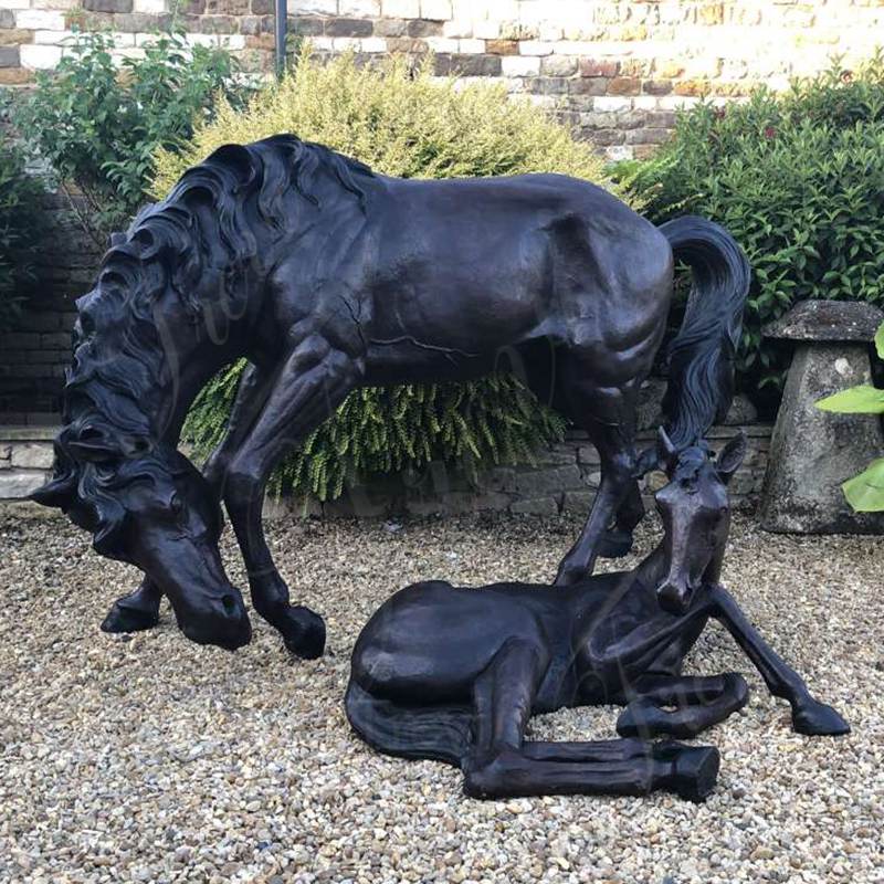 Life Size Bronze Mare and Foal Sculpture for Sale