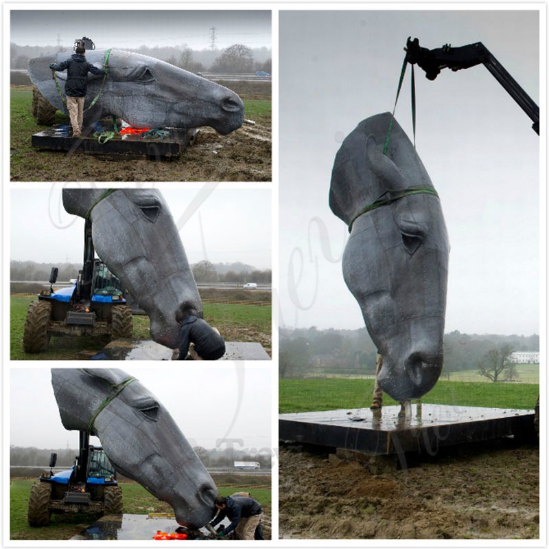 Worry-free Installation of Bronze Horse Head Sculpture