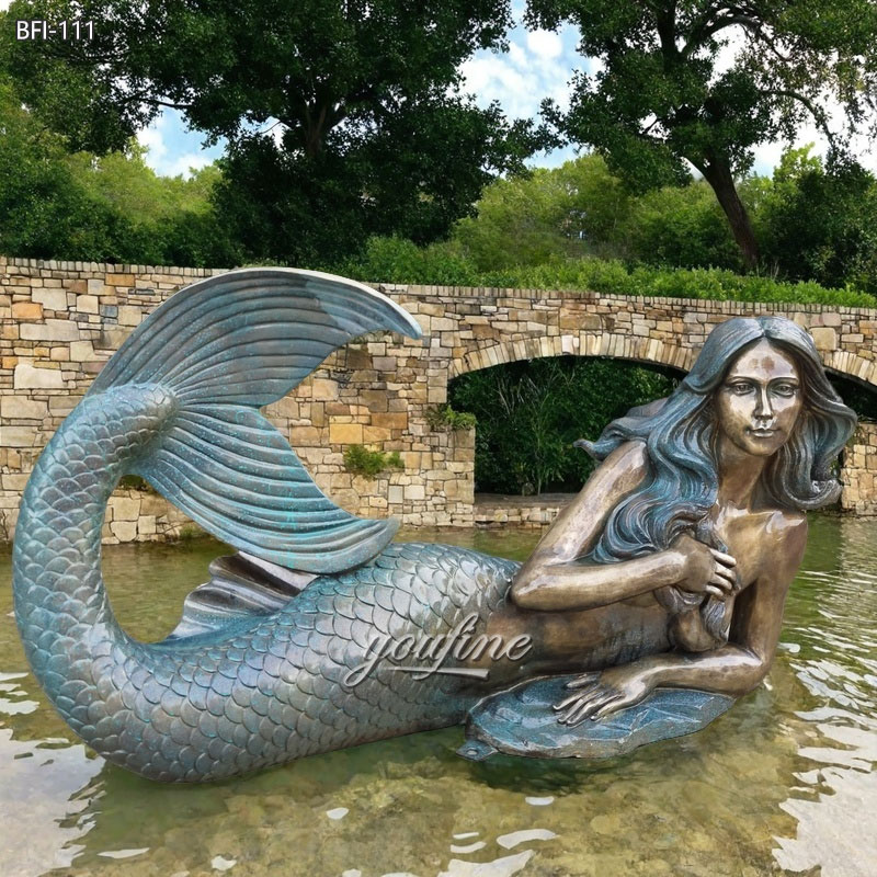 Bronze Reclining Mermaid Statue