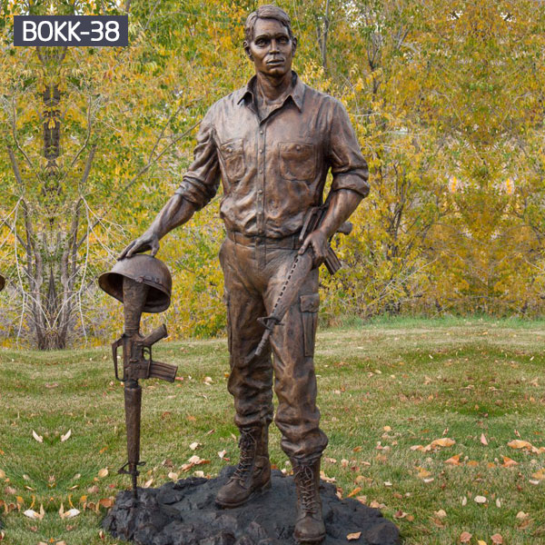 Modern Bronze Battle Cross Memorial Sculpture - Military Monument