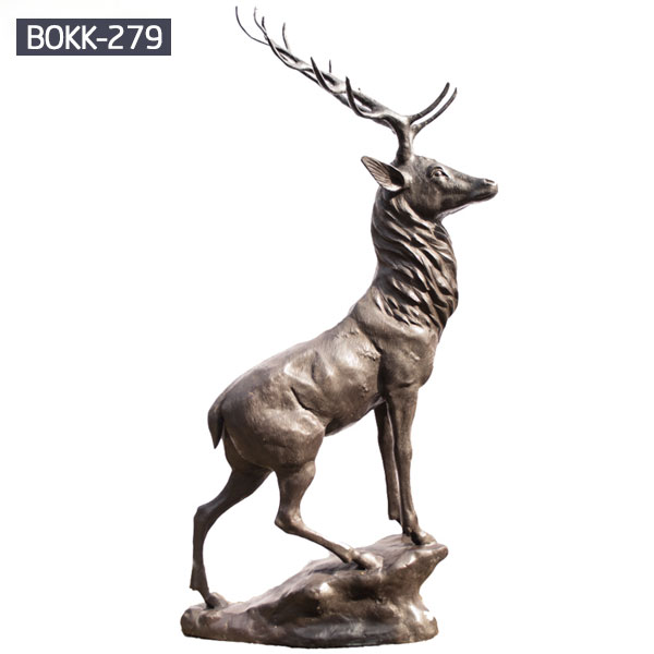 stag garden sculpture baby deer statue- Bronze deer/lion ...