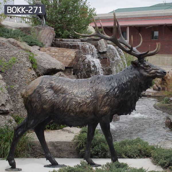 sitting stag outdoor deer sculptures- Bronze animal statue ...