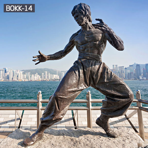 Bronze famous life size figure garden statues of Bruce Lee outdoor