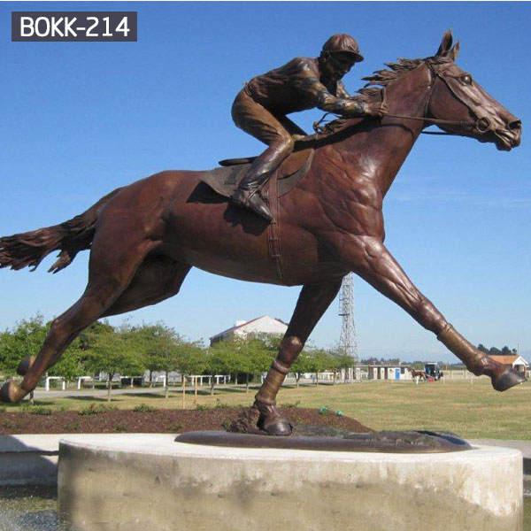 Life size vintage bronze jockey on horse sculptures for sale