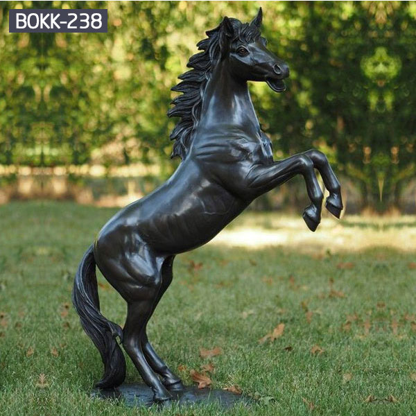 Life size vintage bronze rearing horse statues outdoor garden decor 