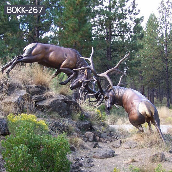 Fighting stag bronze casting wildlife animal statues costs