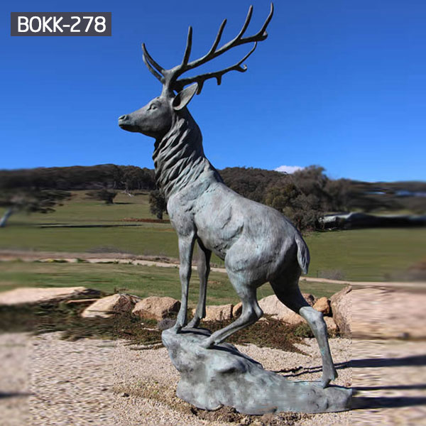 Life size antique bronze stag statues outdoor ornaments