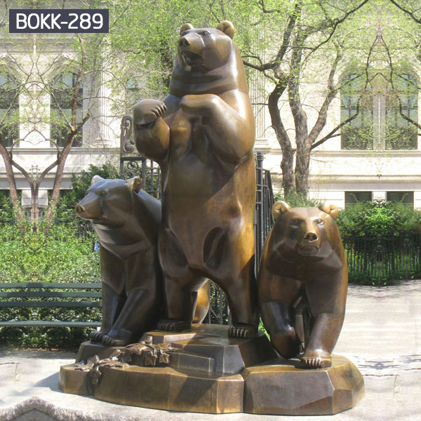Outdoor standing bronze bear and cub statues for sale 