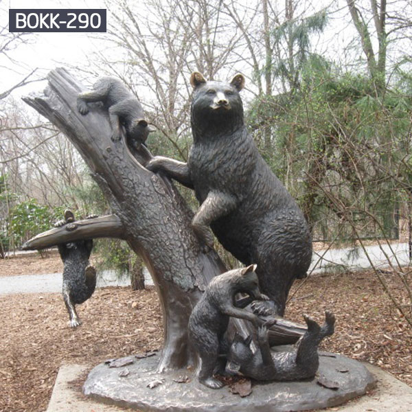 Large bronze bear garden statues and cubs for sale