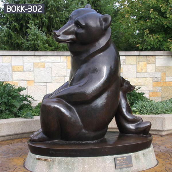 Polar brown bear sculptures for yard metal decor