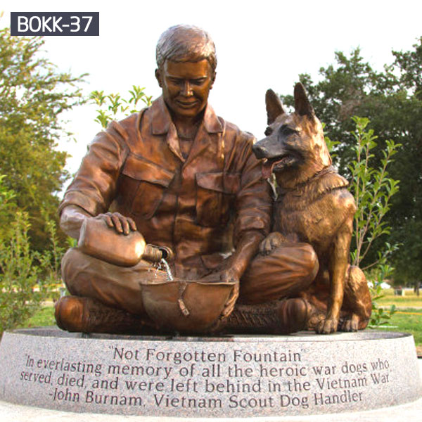 Bronze military memorials solider and dog statues for sale