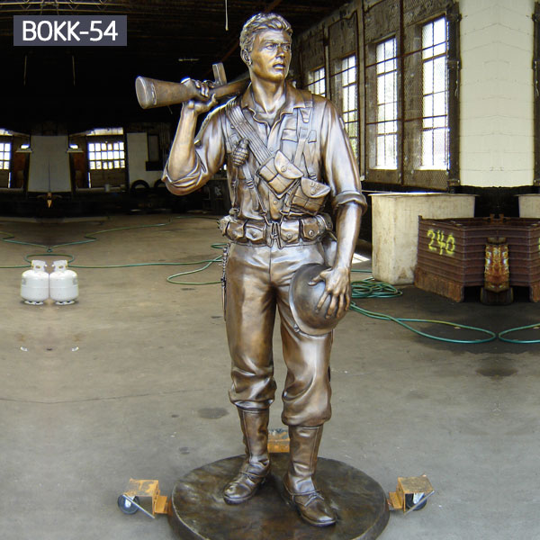 Metal bronze statues of life size soldier outdoor garden decor